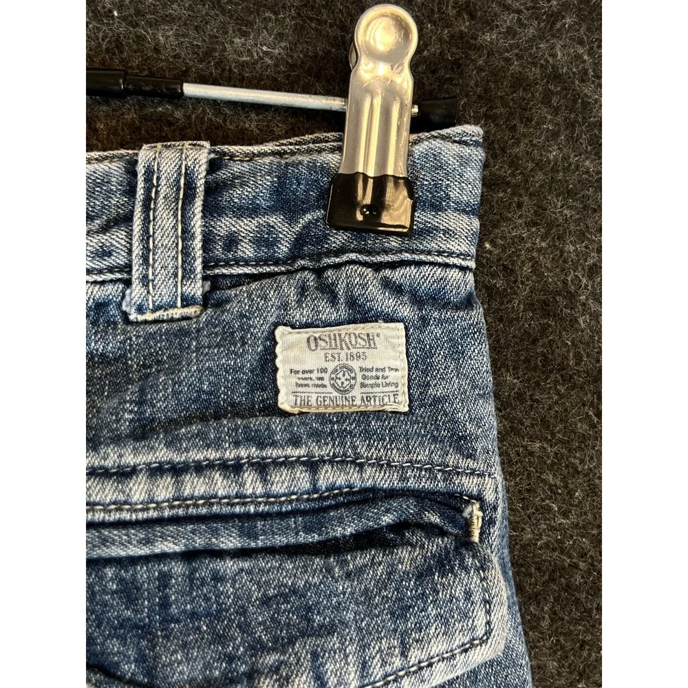 Vintage 90s OshKosh Bgosh Kids Cargo Jeans Blue Denim Wide Leg Faded Size 7X
